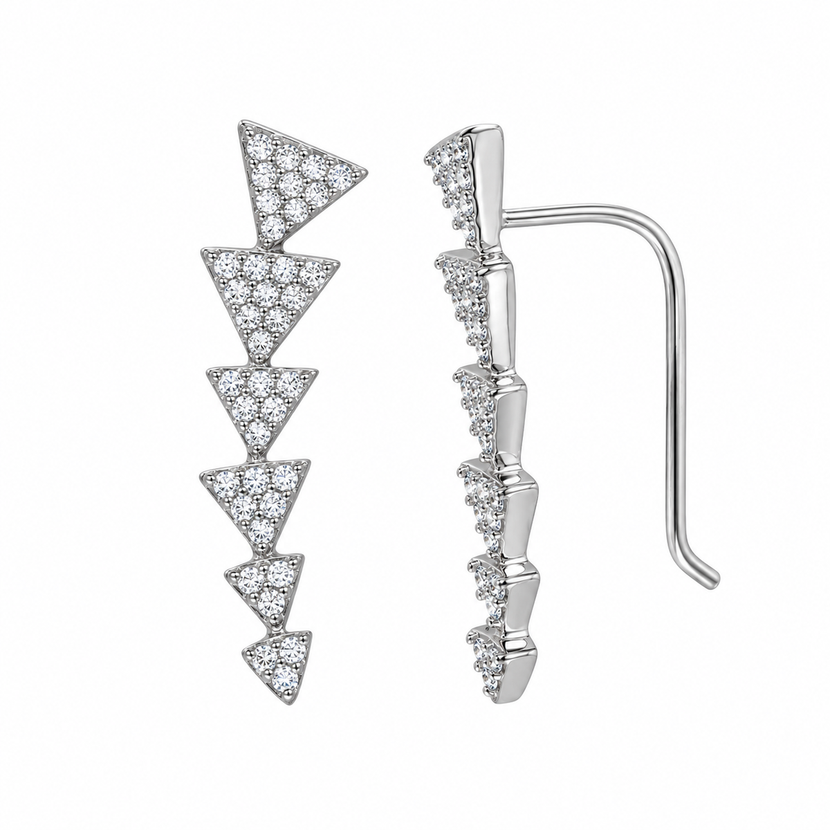 Pendientes de escalada con circonita cúbica y 6 flechas chapadas en rodio de plata 925 - STE01067