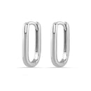 Rhodium Plated 925 Sterling Silver Oval Shaped Latch Lock Earring - STE01381
