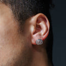 Closeout-Items Rhodium Plated 925 Sterling Silver CZ Marijuana Leaf Stud Earrings - STEM066CLR