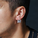 Clearance-Rhodium Plated 925 Sterling Silver Square Clear CZ Stud Earrings - STEM108