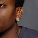 Clearance-High Polished 925 Sterling Silver Invisible Yellow Citrine CZ Center Stud Earrings - STEM139YLW