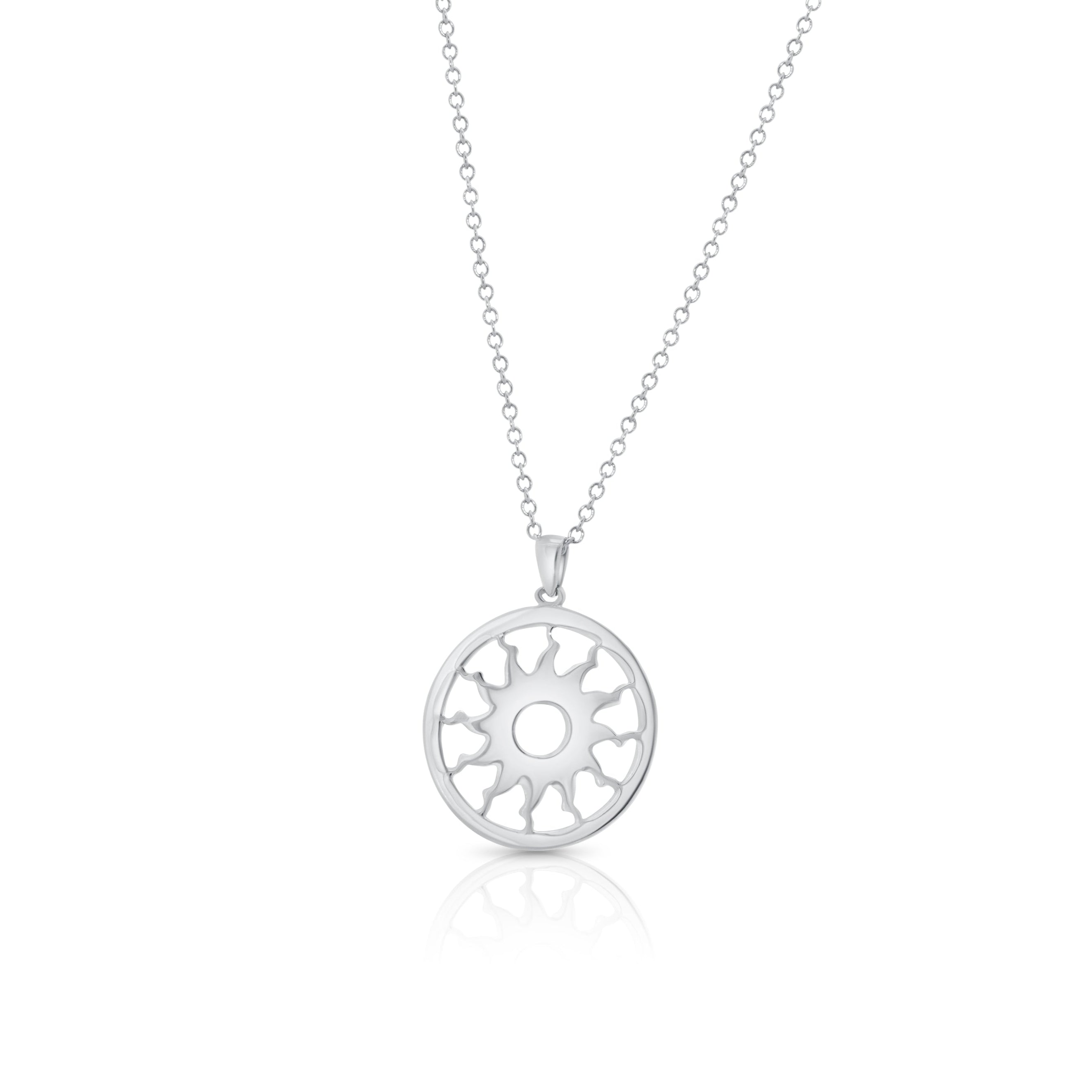 Clearance-Silver 925 Blazing Sun Pendant Necklace - STP00258