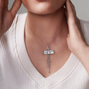 Collar con colgante de hilo colgante de circonita azul chapado en rodio de plata 925 - STP00465BL