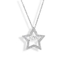 Collar con colgante de estrella de mamá con circonita cúbica transparente bañada en rodio de plata 925 - STP00620