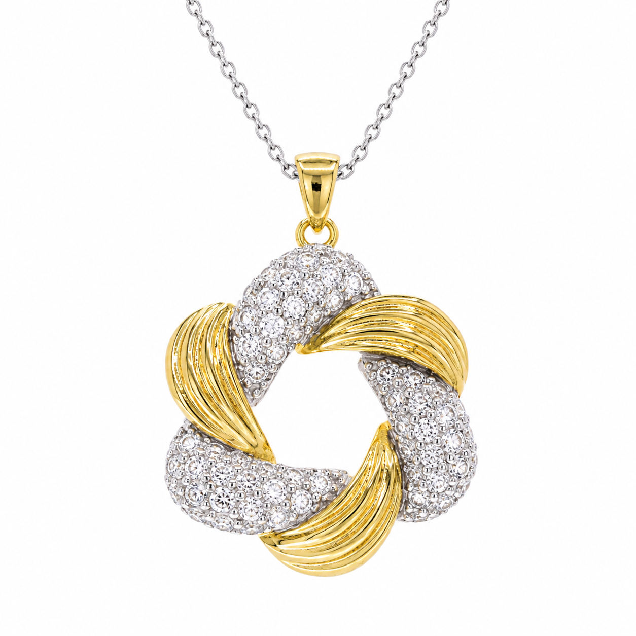 Collar de plata 925 con circonitas transparentes y baño de oro y rodio - STP00825