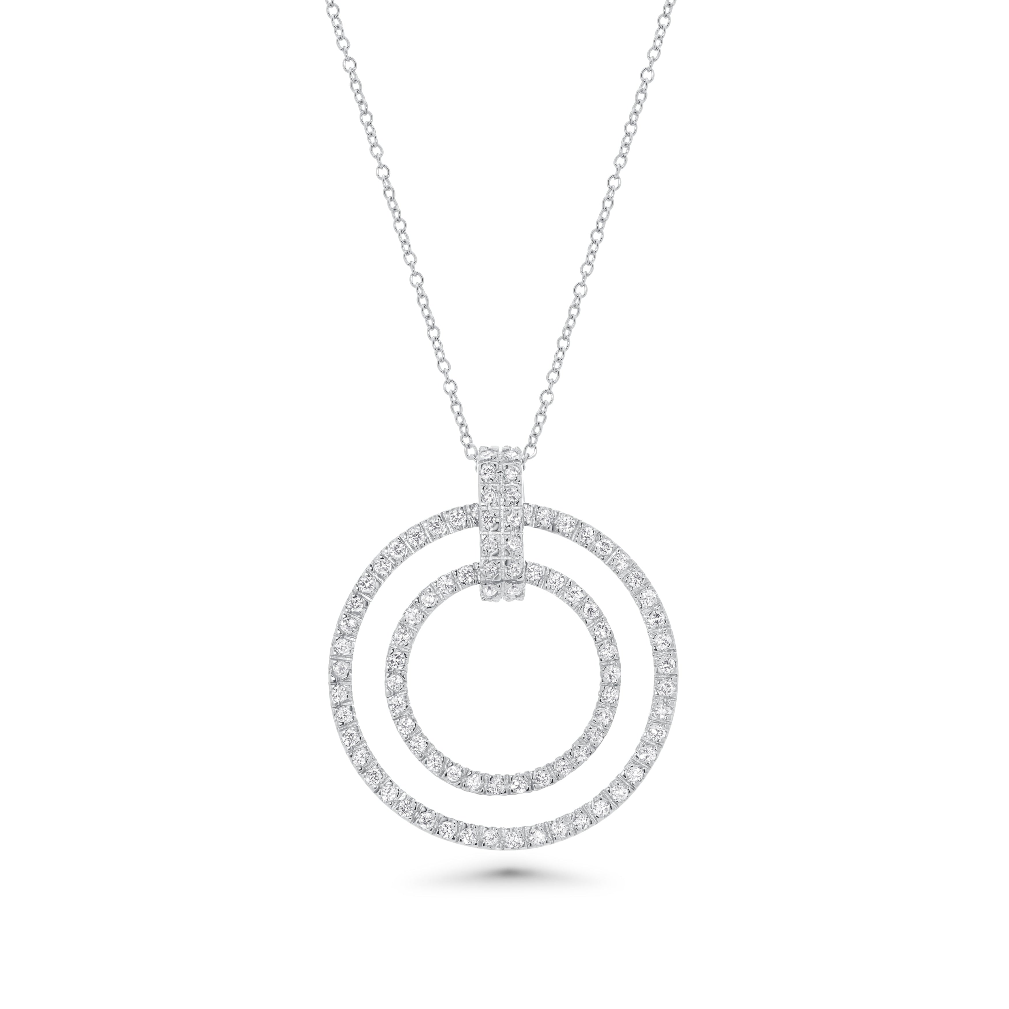 Clearance-Rhodium Plated 925 Sterling Silver Graduating CZ Circle Pendant - STP00920