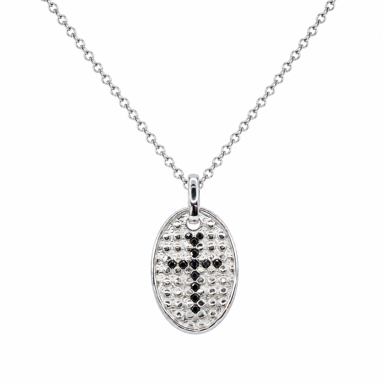 Collar con colgante de circonita negra bañado en rodio en plata 925 (Liquidación) - STP00962