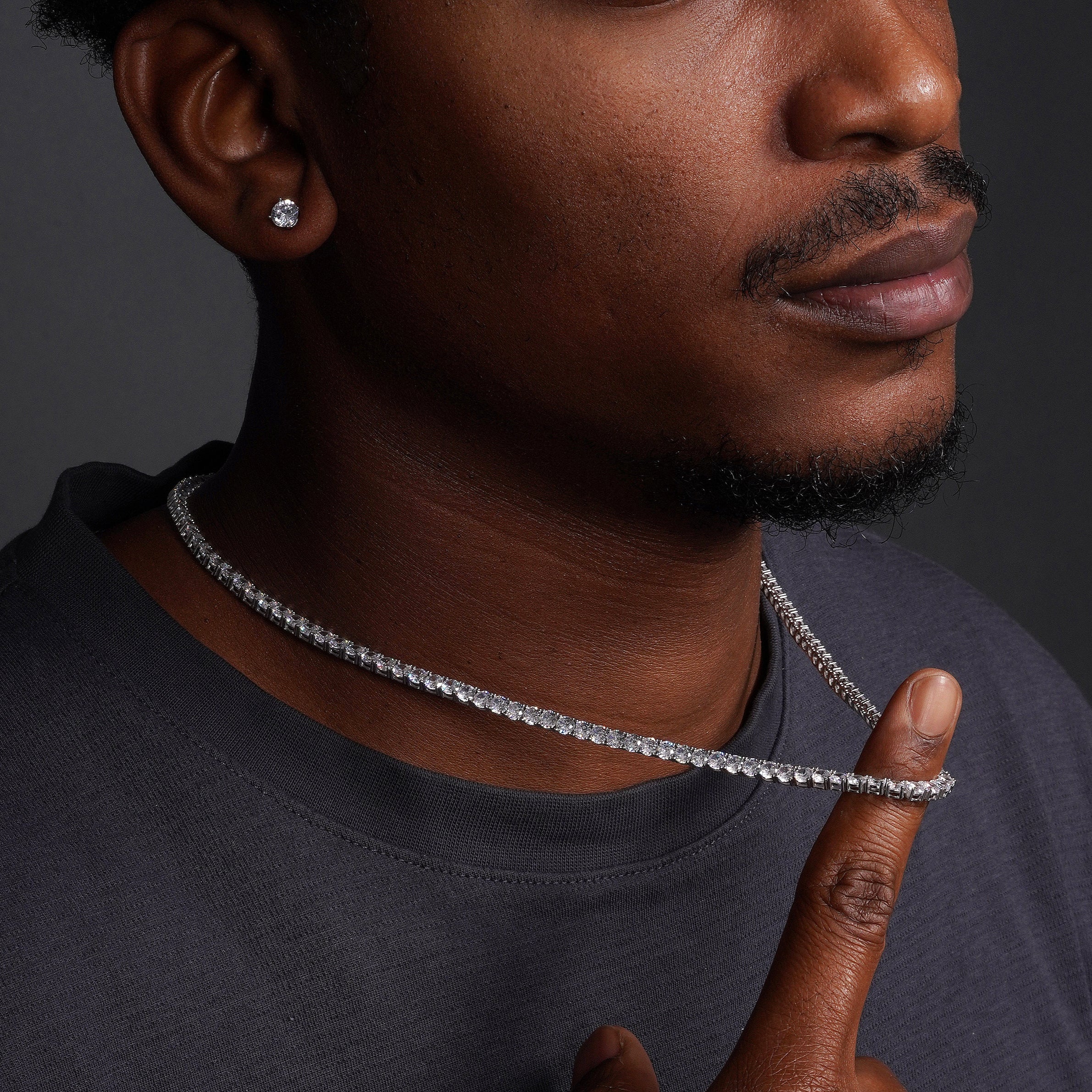 Rhodium Plated 925 Sterling Silver Round CZ Tennis Necklace and Bracelet 4mm - STP01676