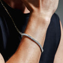 Collar y pulsera de tenis de plata de ley 925 rodiada con circonitas redondas de 5 mm - STP01708