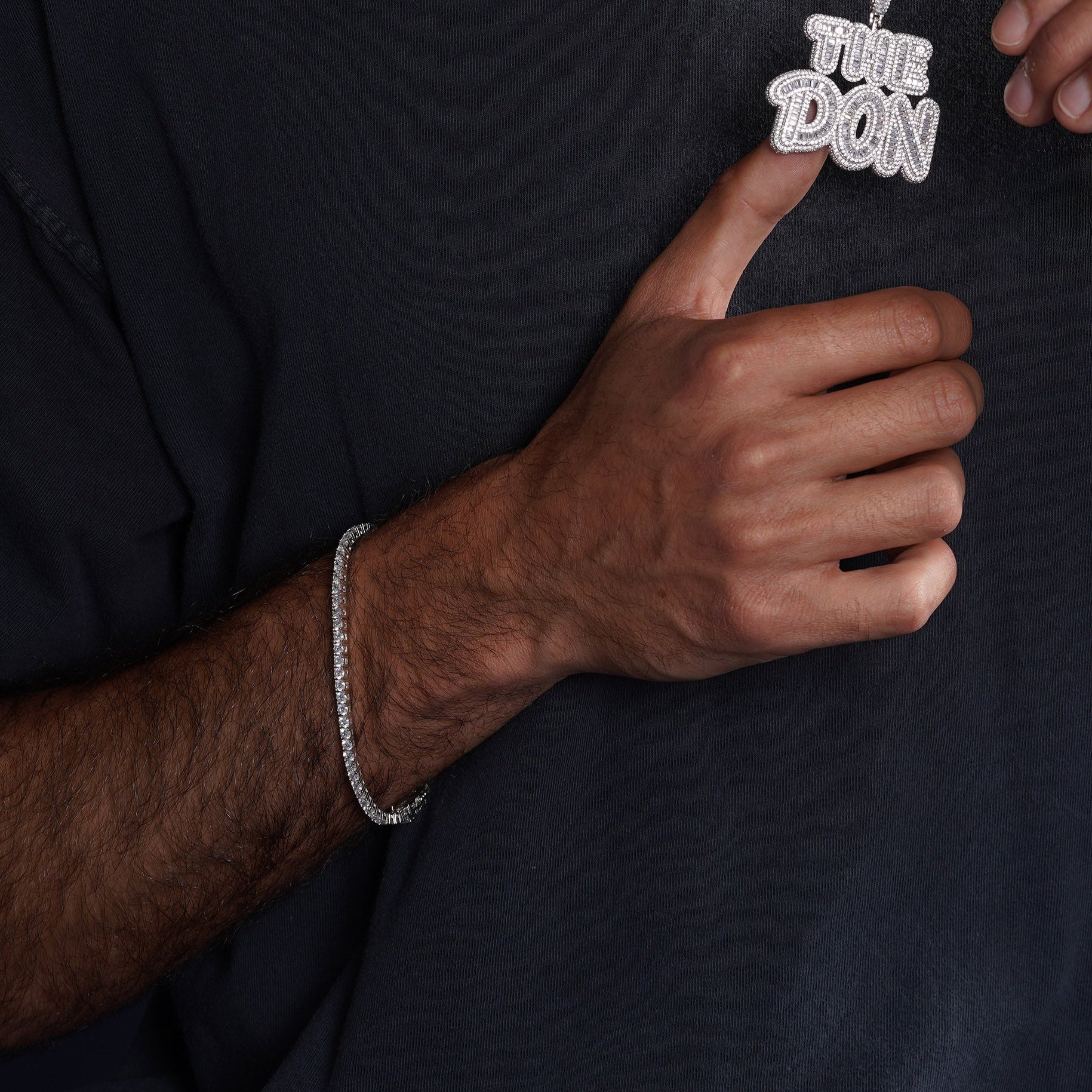 Rhodium Plated 925 Sterling Silver Round CZ Tennis Necklace and Bracelet 3mm - STP01709 RH