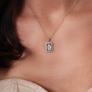 Rhodium Plated 925 Sterling Silver 11.6mm x 14.7mm Framed Our Lady of Guadalupe Pear Shaped Clear CZ Adjustable Pendant Necklace - STP01864