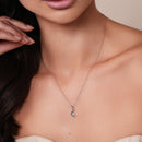 Rhodium Plated 925 Sterling Silver 7.2mm x 9.9mm Moon Face Adjustable Pendant Necklace - STP01869