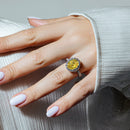 Clearance-Silver 925 Rhodium Plated Clear and Yellow Center CZ Ring - STR00132YEL