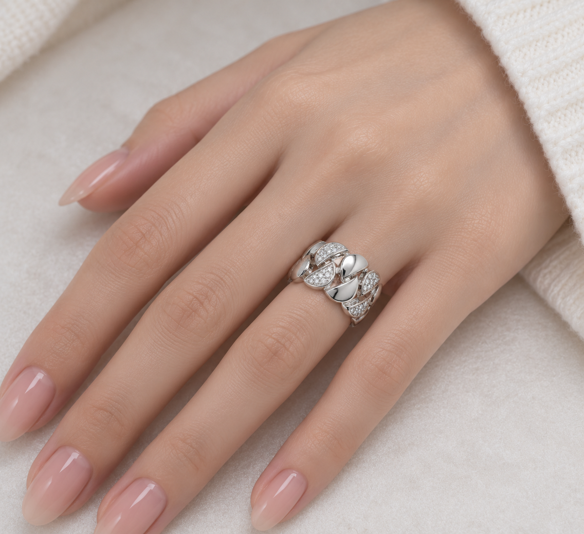 Anillo de plata 925 rodiada con flor de 3 circonitas - STR00259