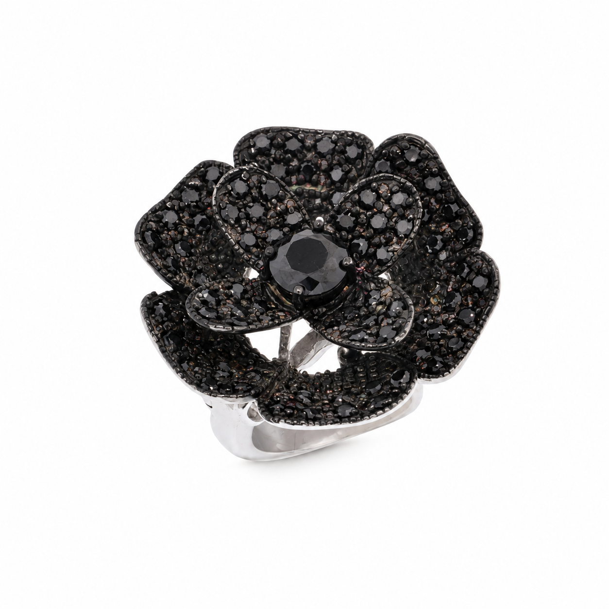Liquidación - Anillo de plata 925 rodiada y rodio negro con pavé negro y circonitas cúbicas - STR00521BLK
