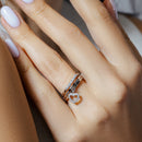 High Polished 925 Sterling SilverStackable Hanging Heart Ring - STR01104RH