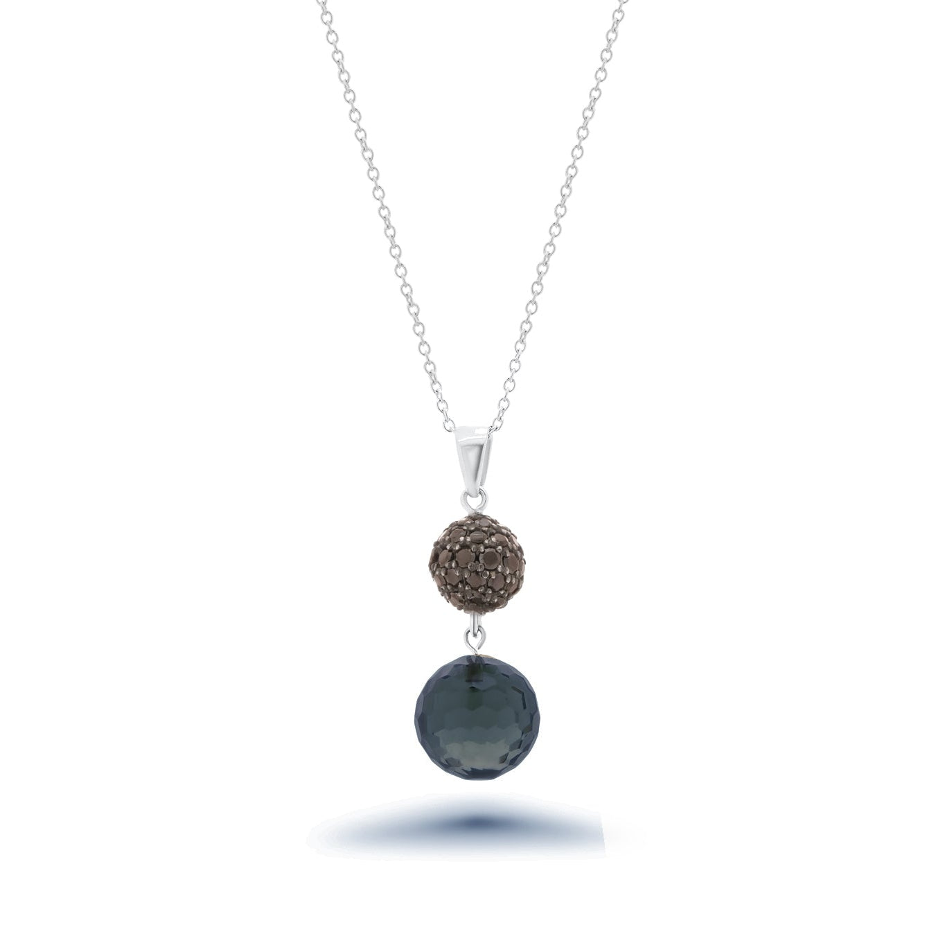 Clearance-Silver Black and Rhodium Plated Graduated Multicolor Round CZ Dangling Hook Earring and Necklace Set - STS00188