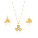 Liquidación - Conjunto de pendientes y collar con gancho de flor de circonita cúbica bañados en oro de plata 925 - STS00243GP