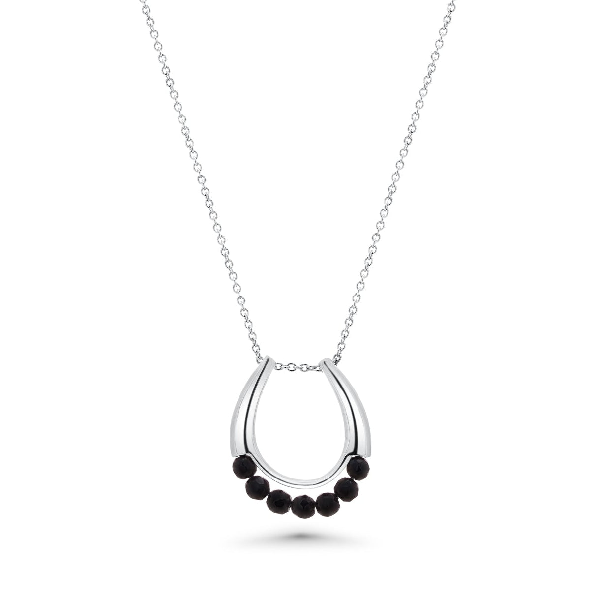 Clearance-Silver 925 Rhodium Plated Open Round Black Ball CZ Hoop Set - STS00345