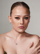 Rhodium Plated 925 Sterling Silver CZ Round Birthstone Lever Back Set - STS00487