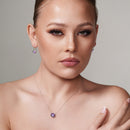 Rhodium Plated 925 Sterling Silver CZ Round Birthstone Lever Back Set - STS00487