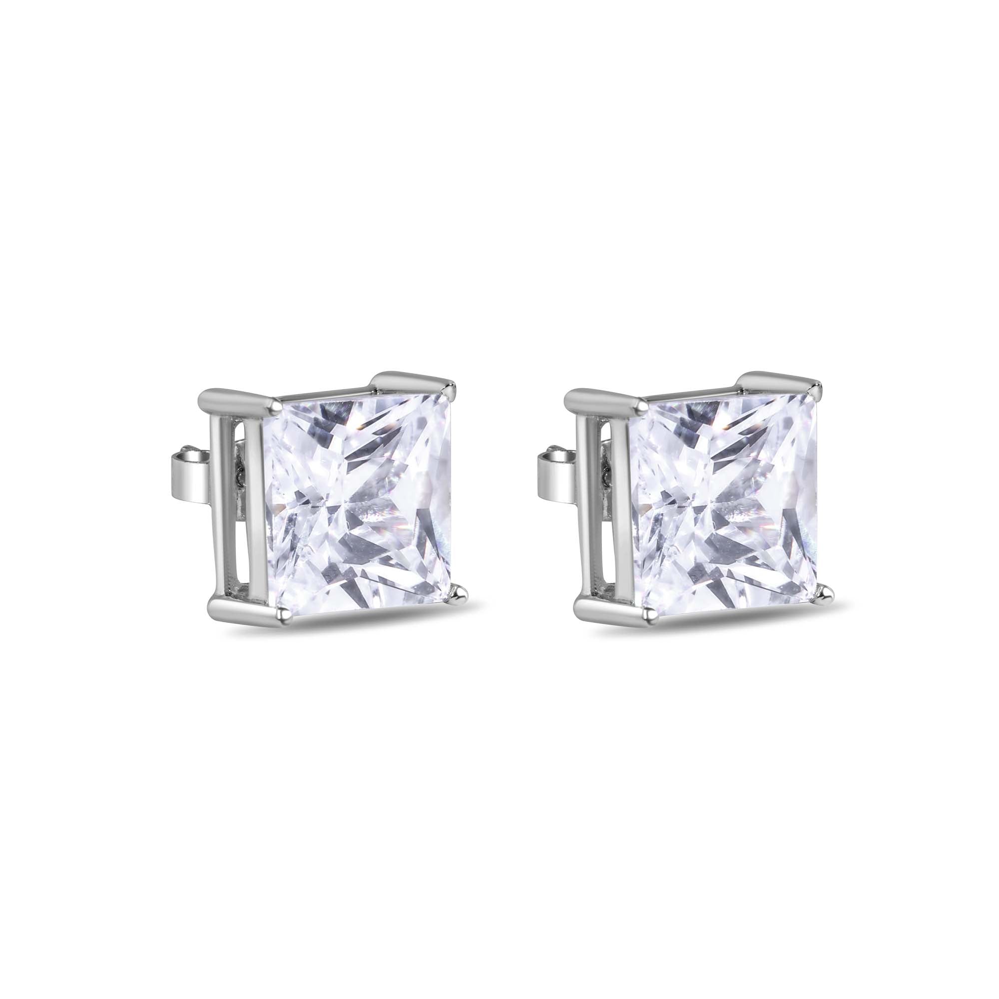 Premium Cz With Rhodium Plated Square Drop Earring