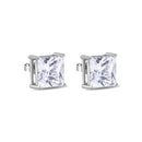 Clearance-Rhodium Plated 925 Sterling Silver Square 11mm Clear CZ Earrings- STEM082