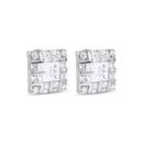 Clearance-Rhodium Plated 925 Sterling Silver Square INV Clear CZ Earrings- STEM131