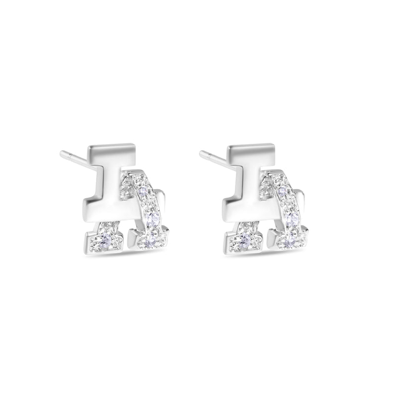 Final Price-Rhodium Plated 925 Sterling Silver LA Sign CZ Stud Earring - STEM152