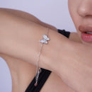 Rhodium Plated 925 Sterling Silver Mother of Pearl Butterfly 12.5mm x 11mm Adjustable Bracelet - TGB00005MP