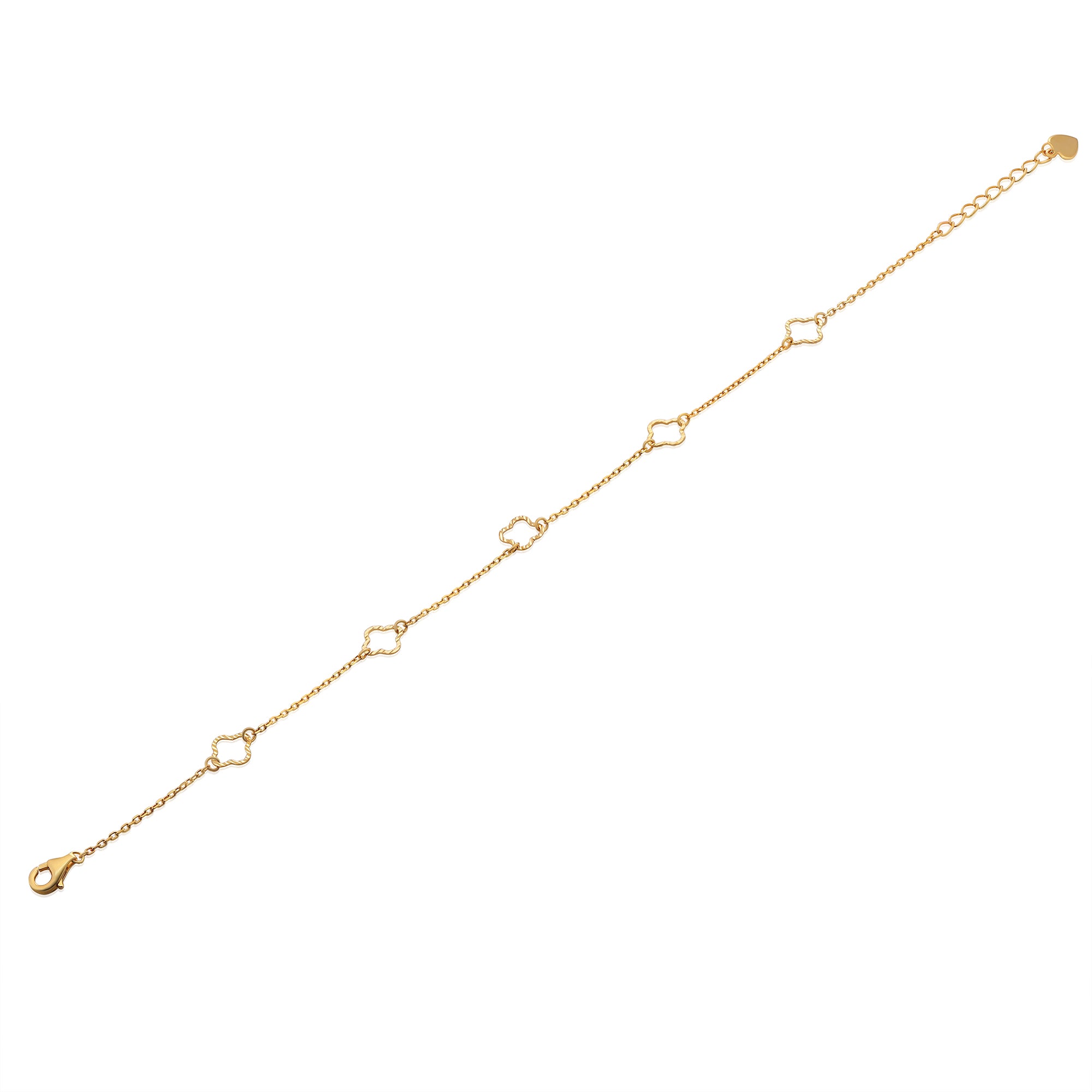 925 Sterling Silver Diamond Cut Clover Outline 7mm Adjustable Bracelet - TGB00007