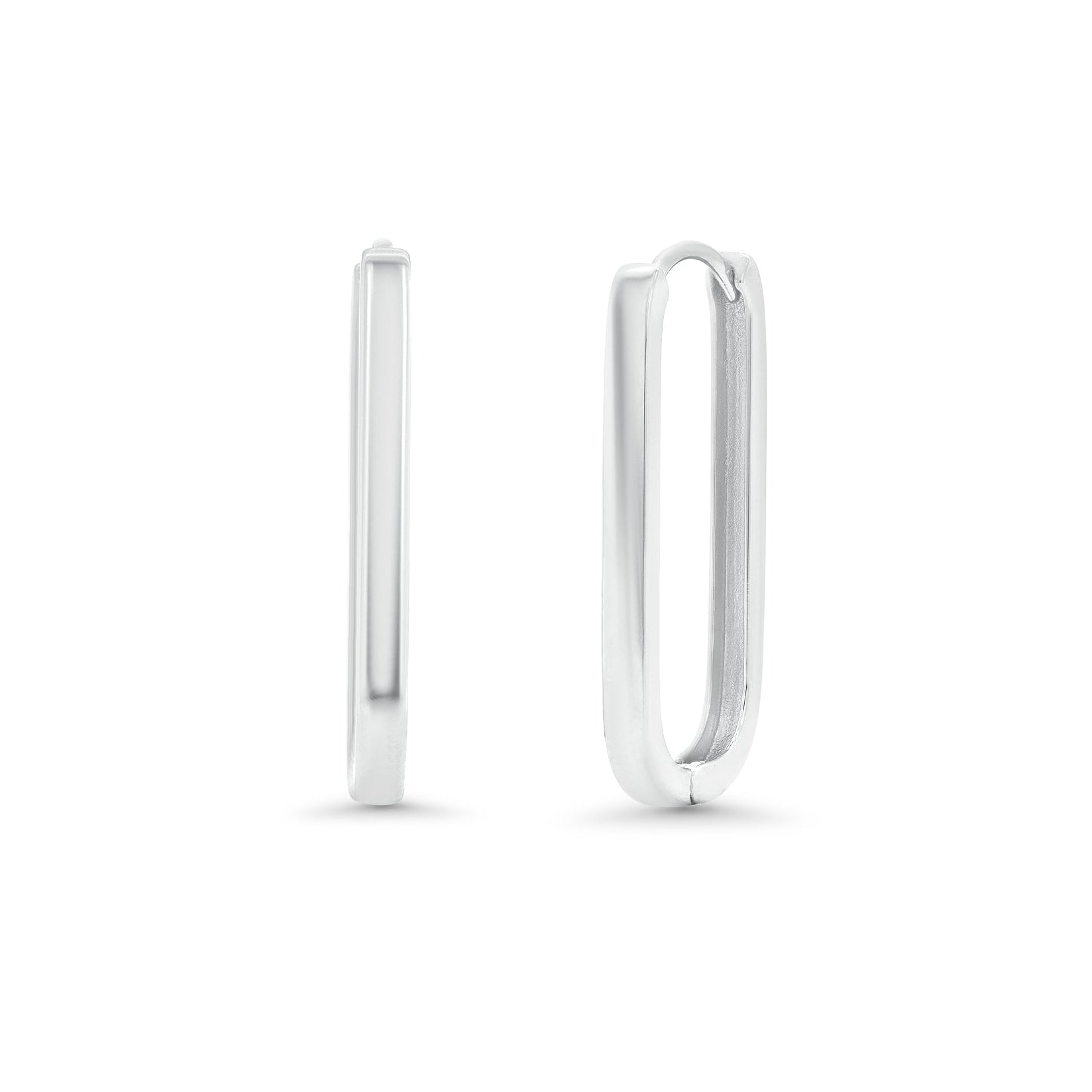 Pendiente de botón de plata de ley rodiada con doble banda de 4,5 mm x 21 mm - GME00131