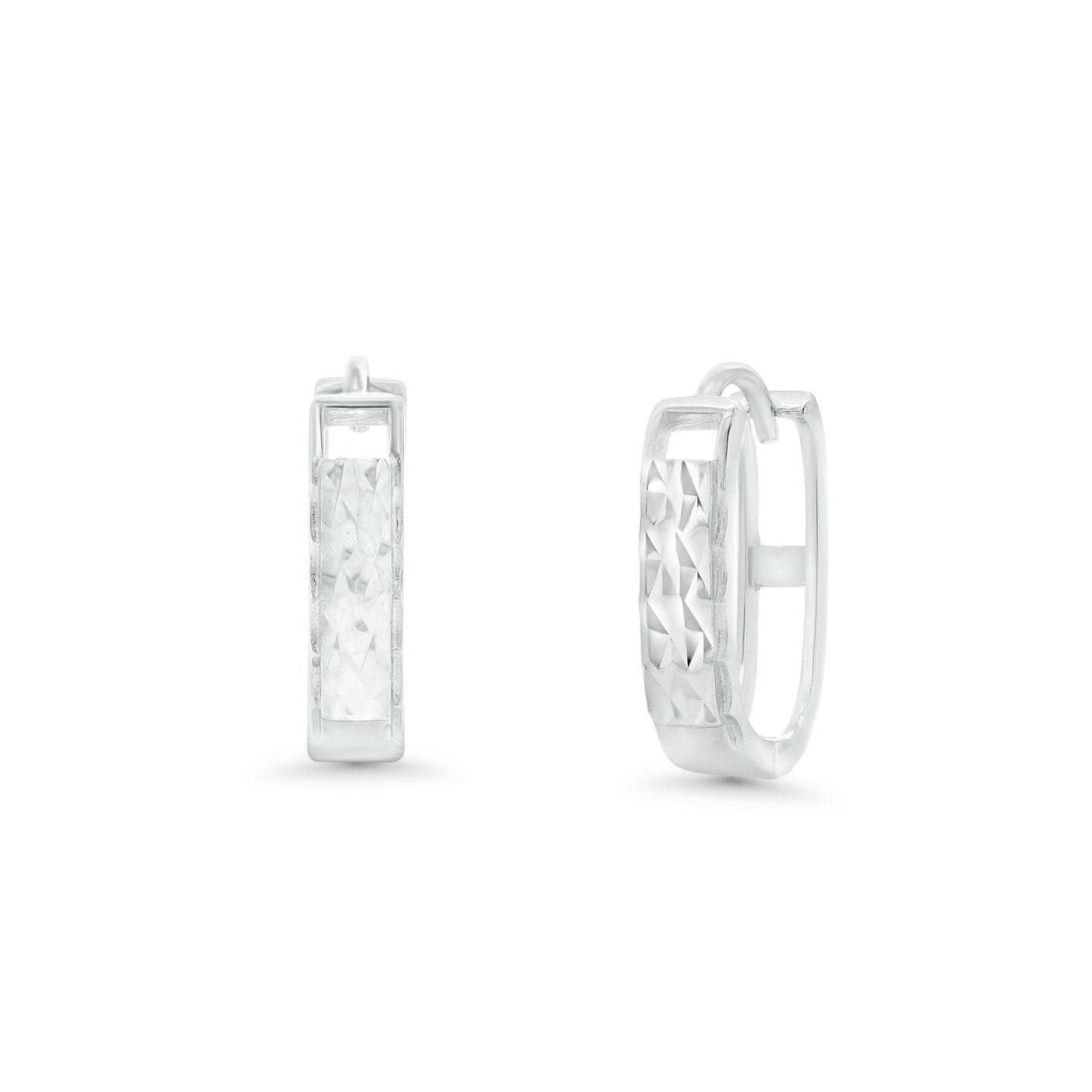 Pendiente de botón de plata de ley rodiada con doble banda de 4,5 mm x 21 mm - GME00131