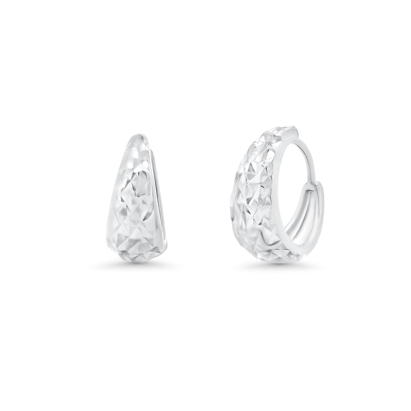 Pendiente de botón de plata de ley rodiada con doble banda de 4,5 mm x 21 mm - GME00131