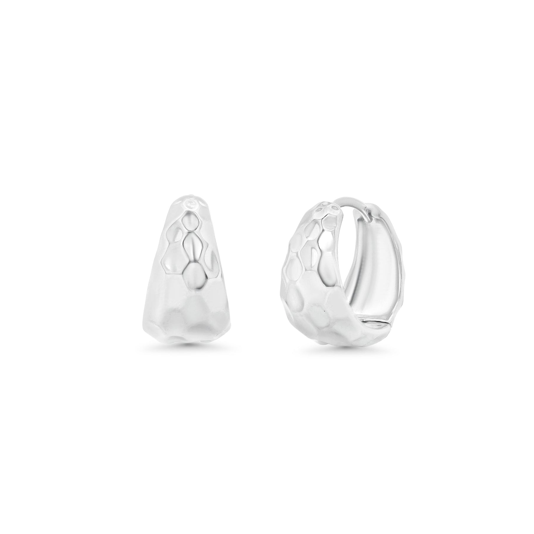 925 Sterling Silver Diamond Cut Puffed 15.5mm Hoop Earring - TGE00018