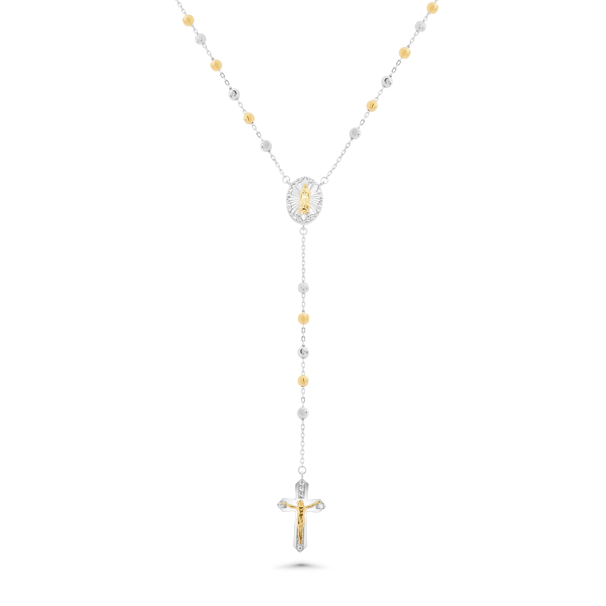 Collar ajustable de trébol de cuatro hojas de 11,2 mm en plata de ley 925 rodiada - GMN00233