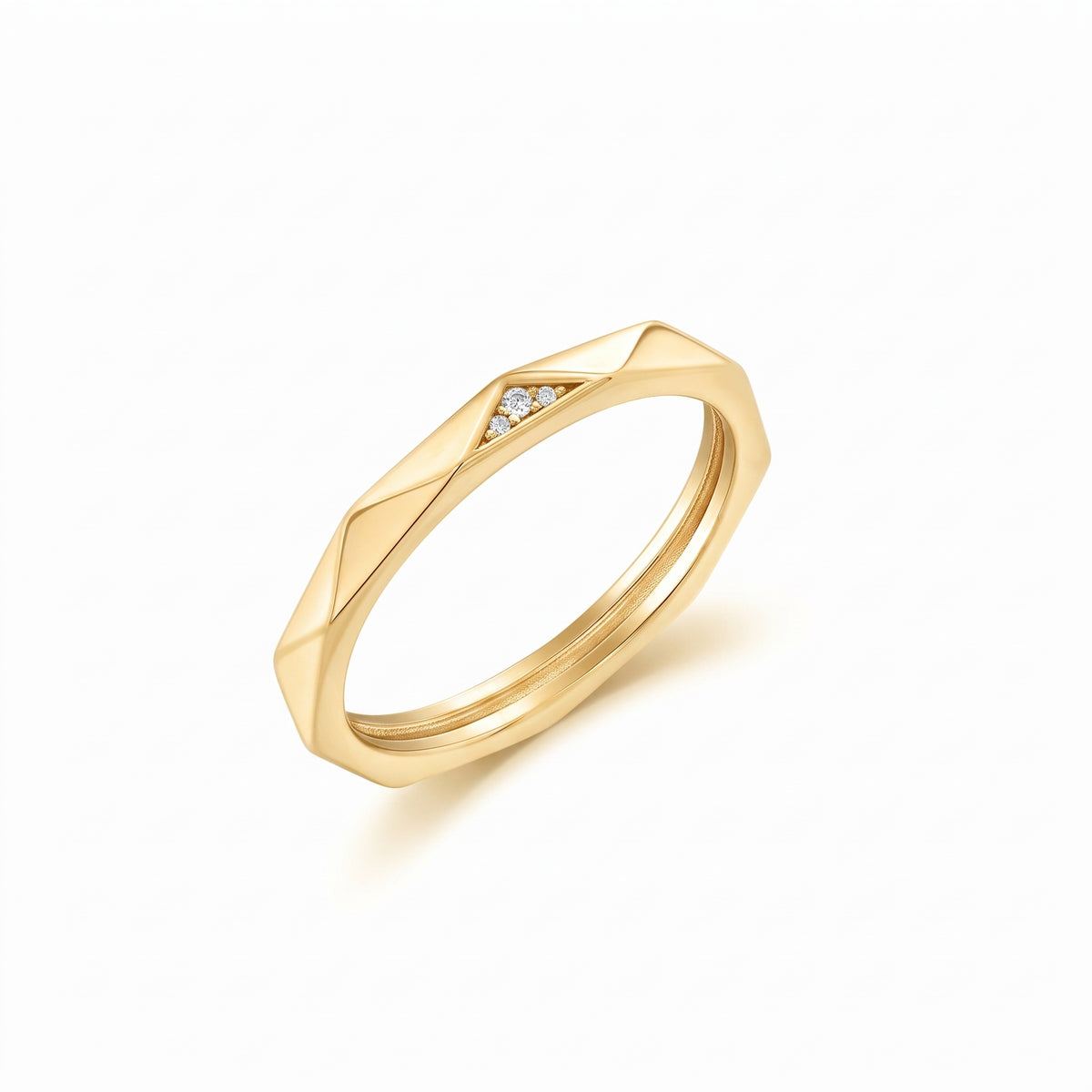 925 Sterling Silver Faceted Edge Clear CZ 2.2mm Ring - TGR00021 | TGR00021GP