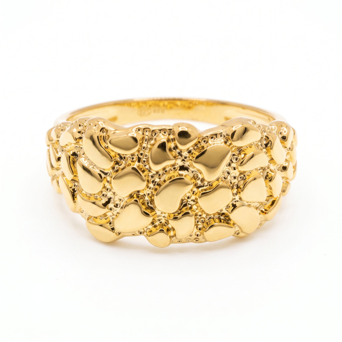 Gold Plated 925 Sterling Silver Nugget Ring - TGR00041GP