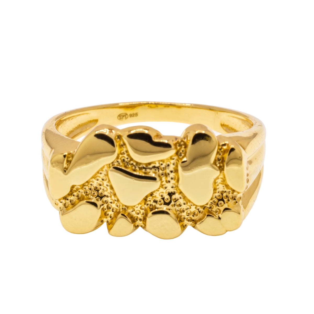 Gold Plated 925 Sterling Silver Classic Nugget Ring - TGR00042GP