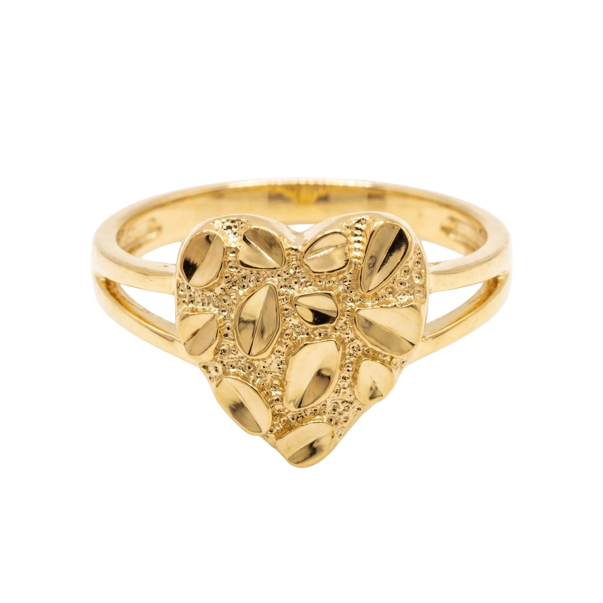 Gold Plated 925 Sterling Silver Heart Nugget Ring - TGR00043GP
