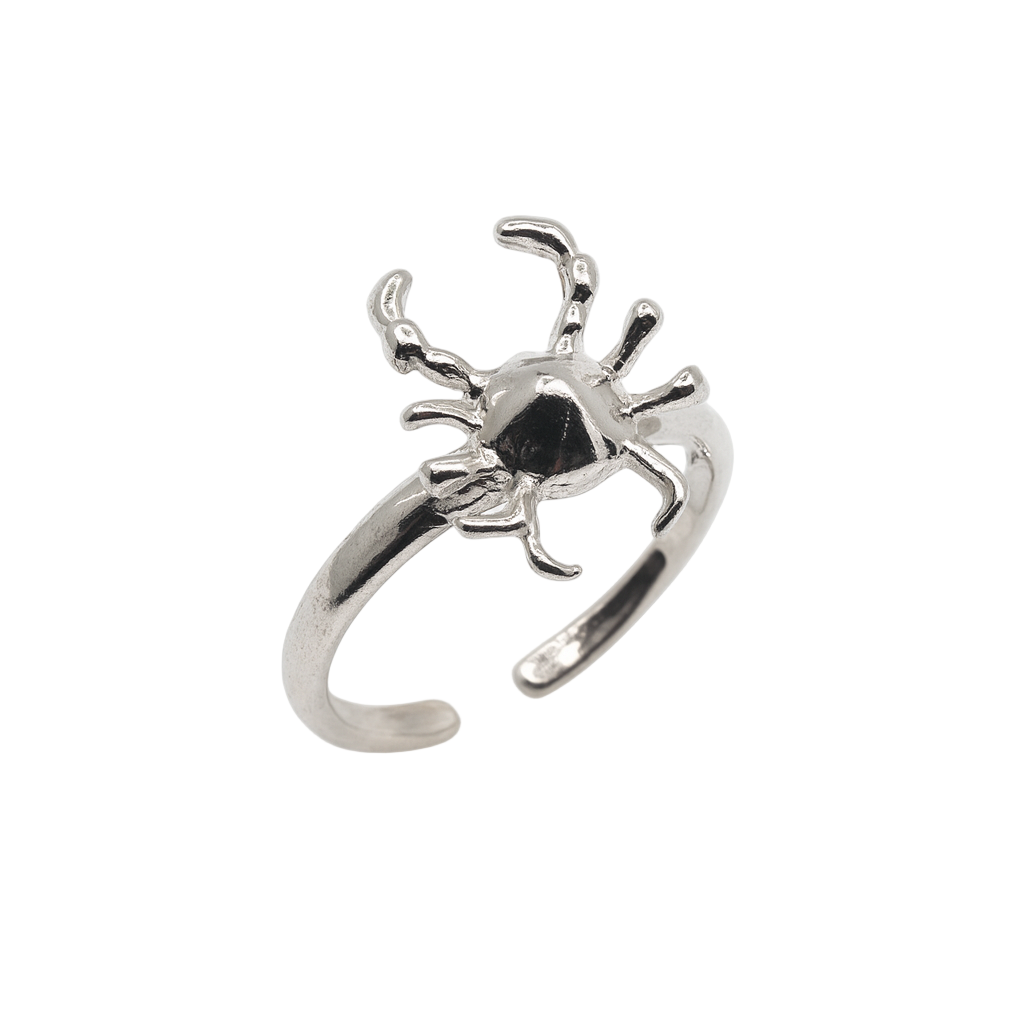 Oxidized 925 Sterling Silver Adjustable Crab Toe Ring - TR321