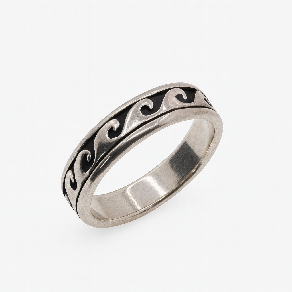 Oxidized 925 Sterling Silver Wave Toe Ring - TR323