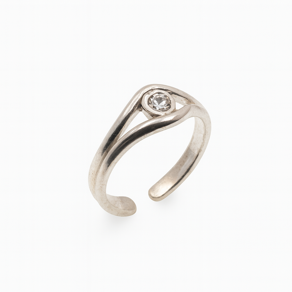 925 Sterling Silver Adjustable Colored CZ Accent Toe Ring - TR332