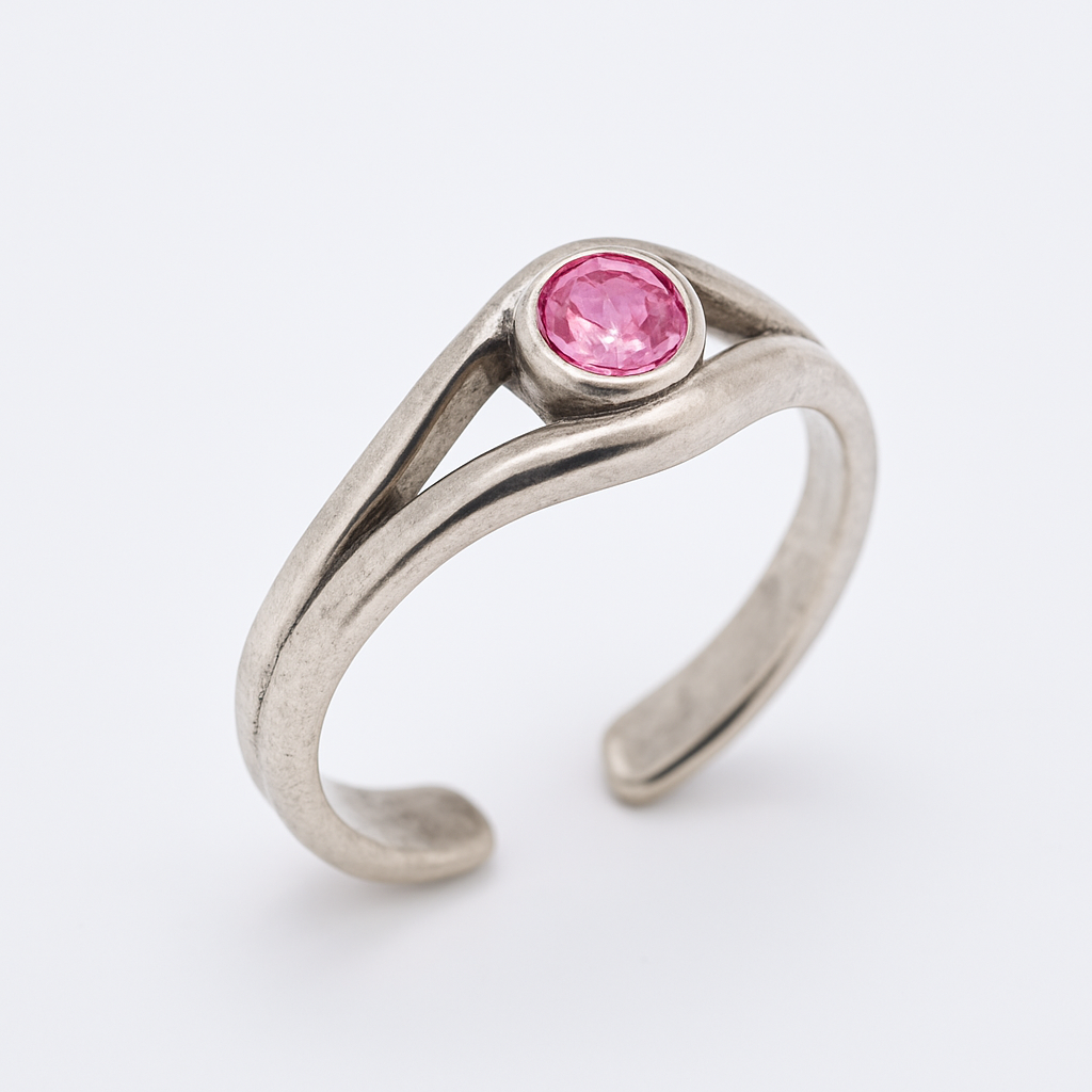 925 Sterling Silver Adjustable Colored CZ Accent Toe Ring - TR332