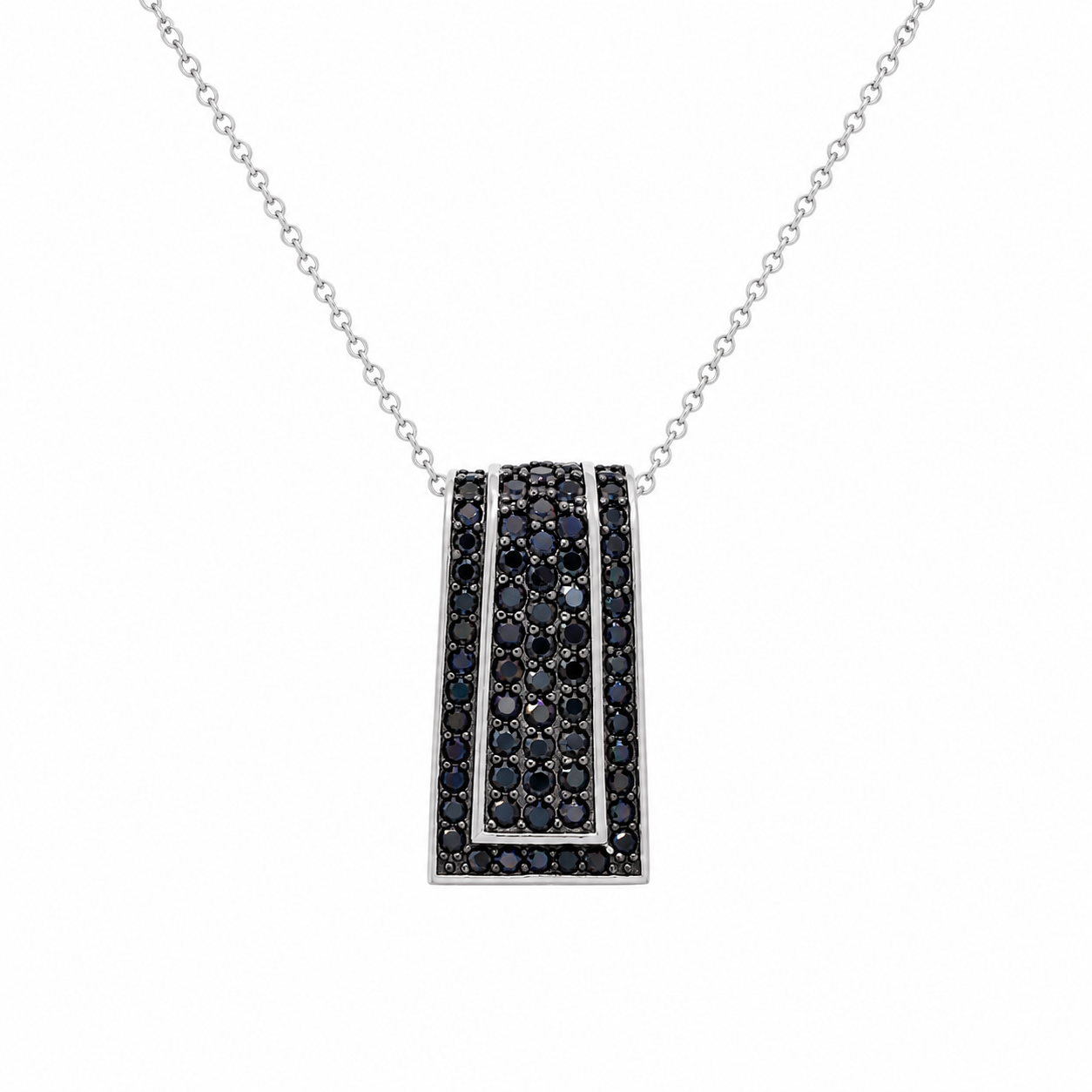 Colgante de circonita rectangular con canal chapado en rodio en plata 925 - ACP00002CLR