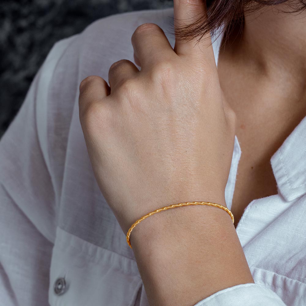 Rose Gold Plated 925 Sterling Silver Twisted Thin Rope Bangles - ARB00034RGP