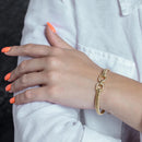 Pulsera de plata de ley 925 bañada en oro con hebilla y circonitas - ARB00037GP