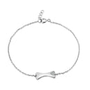 Pulsera de plata de ley 925 rodiada con hueso de perro y corazón de circonitas - BGB00360