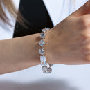 Rhodium Plated 925 Sterling Silver Multi Shape CZ Stones Bracelet - BGB00285