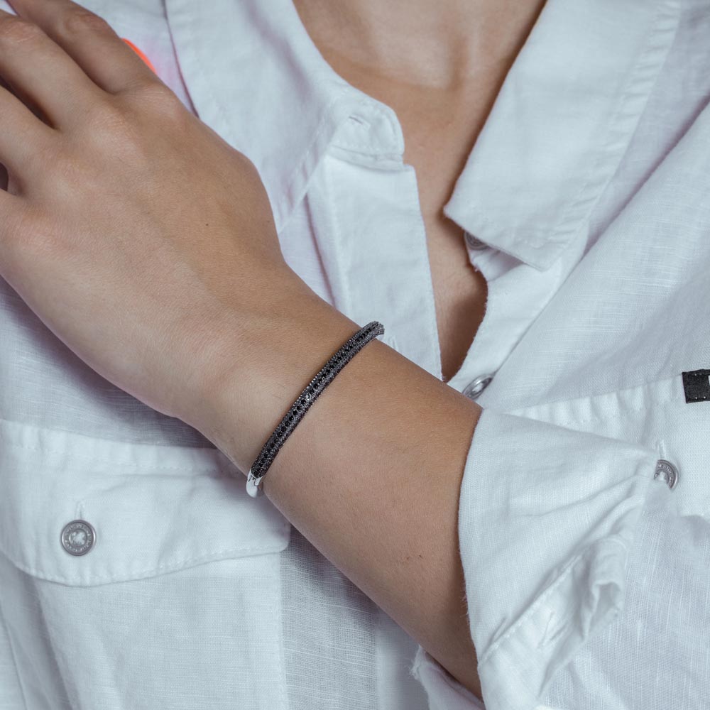 Brazalete de plata 925 con circonita chapada en rodio negro - BGG00018BLACK
